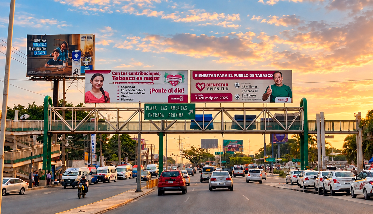 Espectacular de 12 metros en un puente peatonal con tres campañas