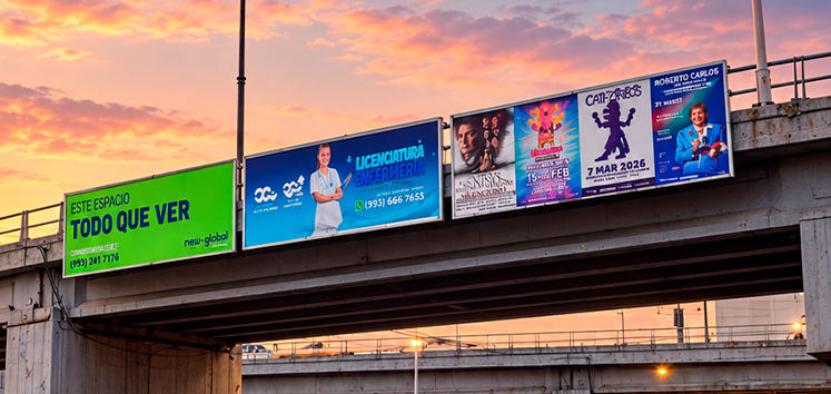 Espectaculares en puentes en Glorieta Sánchez Magallanes · Niños Héroes