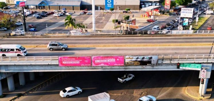 Espectaculares en puentes en Gasolinera Olmeca